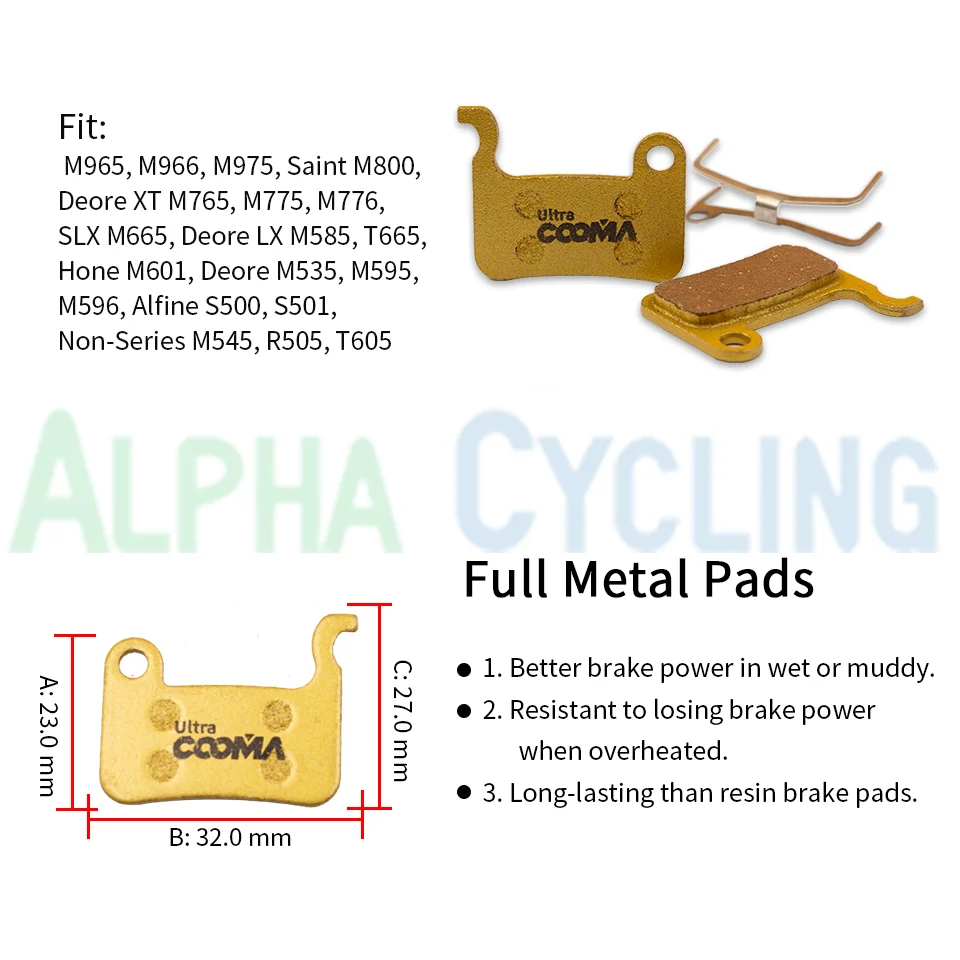 10 Pairs/20 PCS, Full Metal Bicycle Disc Brake Pads for SHIMANO SRAM AVID HAYES Magura Formula Hope and Scooter