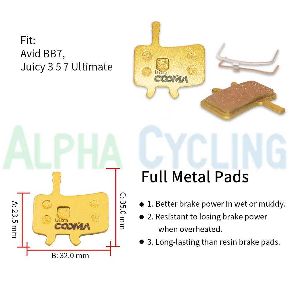 10 Pairs/20 PCS, Full Metal Bicycle Disc Brake Pads for SHIMANO SRAM AVID HAYES Magura Formula Hope and Scooter