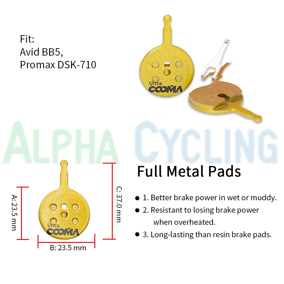 10 Pairs/20 PCS, Full Metal Bicycle Disc Brake Pads for SHIMANO SRAM AVID HAYES Magura Formula Hope and Scooter