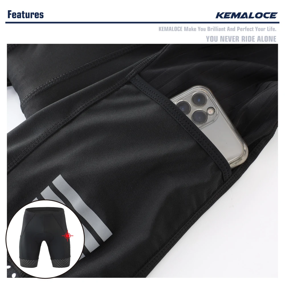 KEMALOCE Cycling Shorts Men Blank Black&Grey&Red Gel Pad Summer Bike Shorts Road Racing Compression Reflective Bicycle Knicker