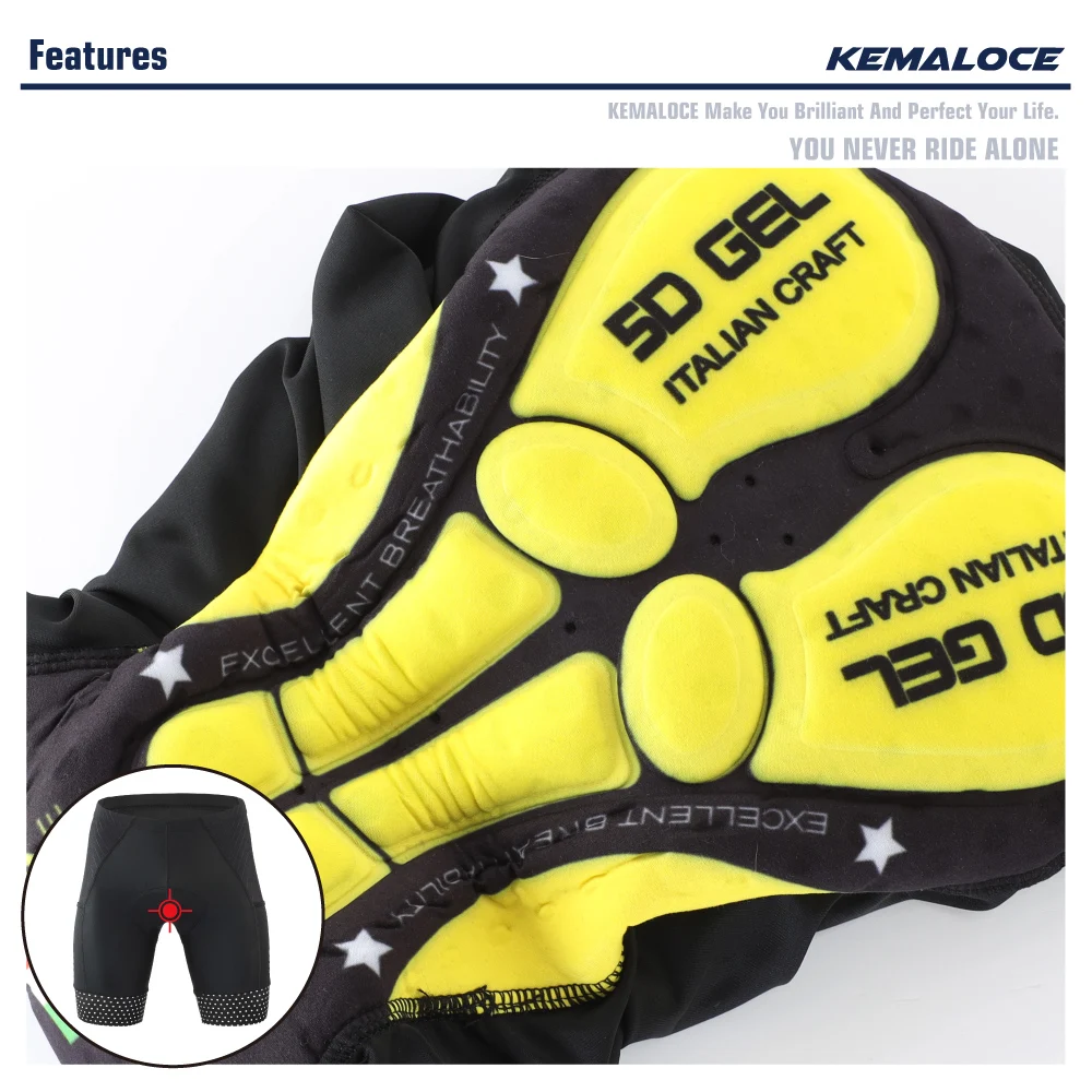 KEMALOCE Cycling Shorts Men Blank Black&Grey&Red Gel Pad Summer Bike Shorts Road Racing Compression Reflective Bicycle Knicker