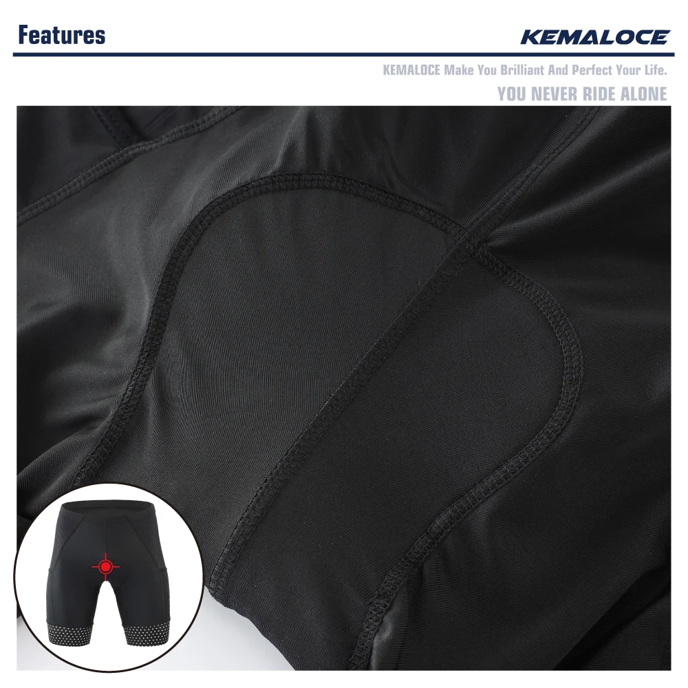 KEMALOCE Cycling Shorts Men Blank Black&Grey&Red Gel Pad Summer Bike Shorts Road Racing Compression Reflective Bicycle Knicker