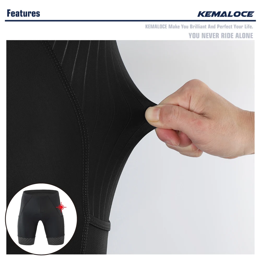 KEMALOCE Cycling Shorts Men Blank Black&Grey&Red Gel Pad Summer Bike Shorts Road Racing Compression Reflective Bicycle Knicker