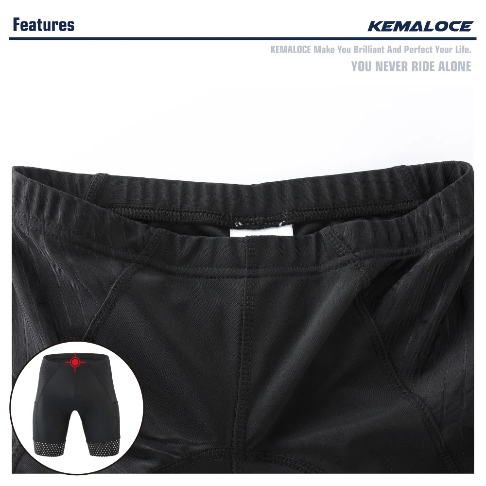 KEMALOCE Cycling Shorts Men Blank Black&Grey&Red Gel Pad Summer Bike Shorts Road Racing Compression Reflective Bicycle Knicker