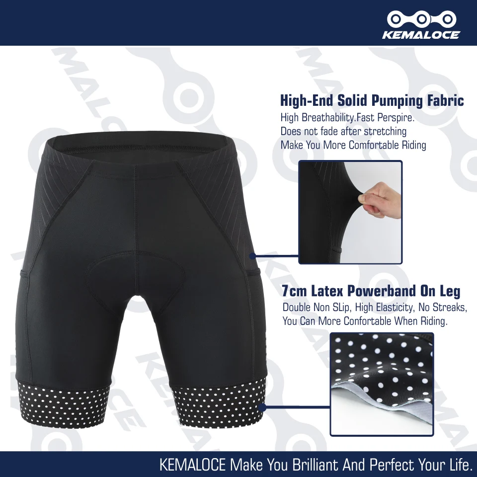 KEMALOCE Cycling Shorts Men Blank Black&Grey&Red Gel Pad Summer Bike Shorts Road Racing Compression Reflective Bicycle Knicker