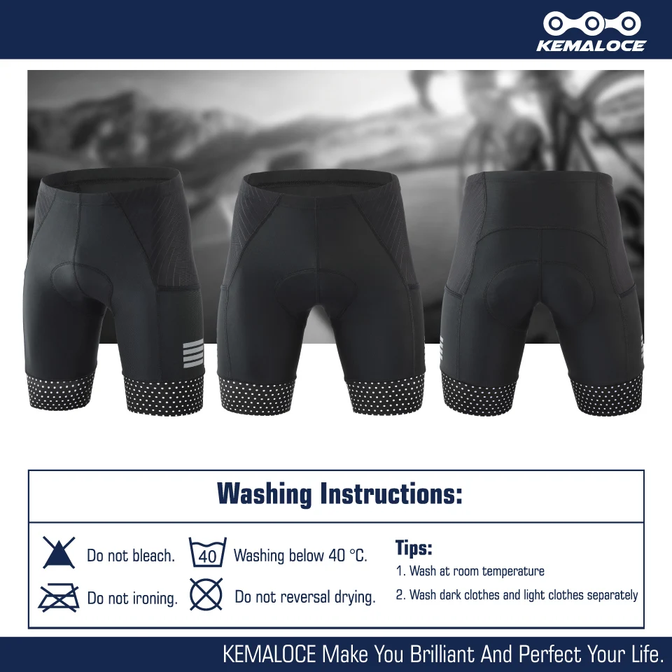KEMALOCE Cycling Shorts Men Blank Black&Grey&Red Gel Pad Summer Bike Shorts Road Racing Compression Reflective Bicycle Knicker