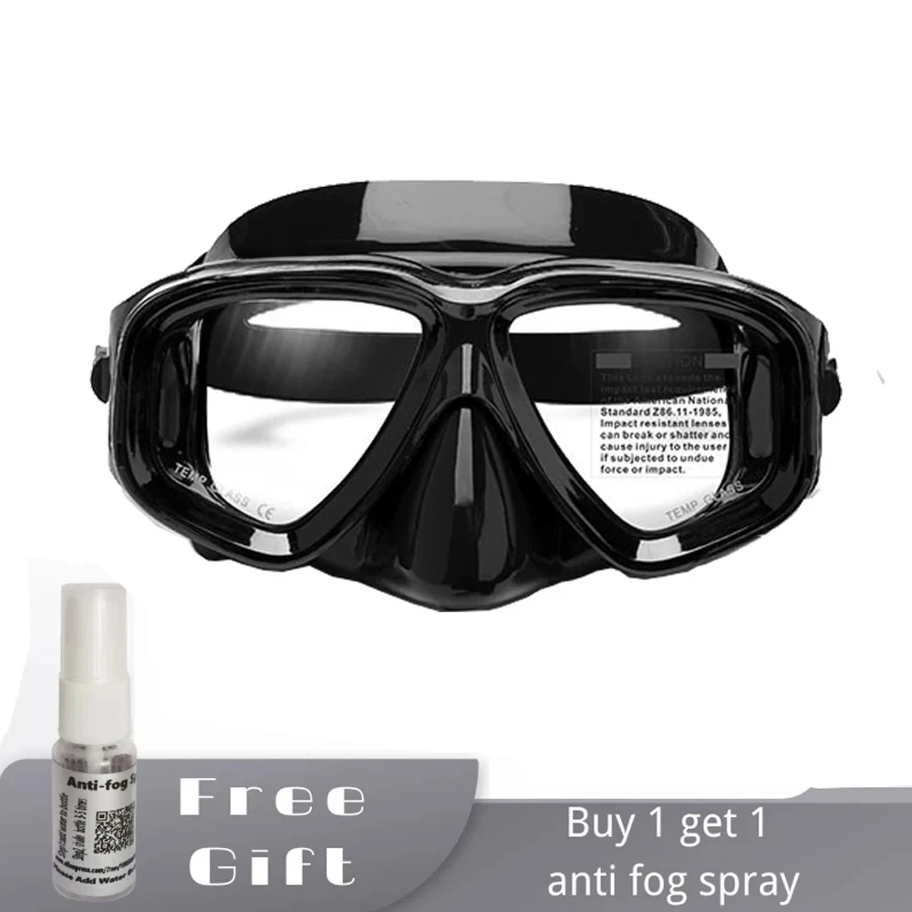 Hyperopia Diving Mask with Tempered Glasses Lens. Antifog Spray,Farsighted Dive Glasses swimming Goggles with nose cover