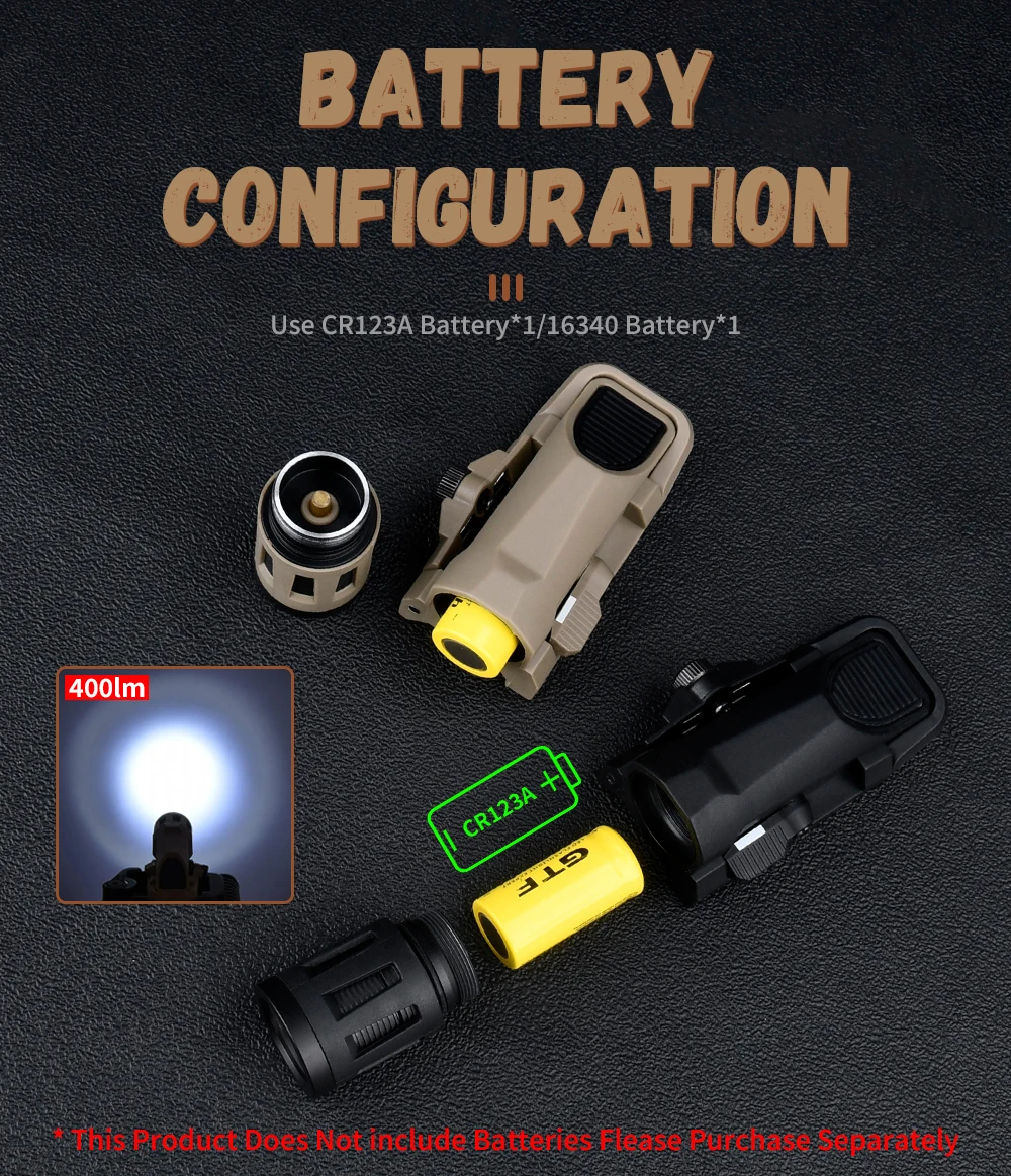 WADSN WML GEN2 Tactical Airsoft LED Strobe Flashlight Helmet Hunting Light Outdoor Lighting Fit 20mm Rail 400 Lumens