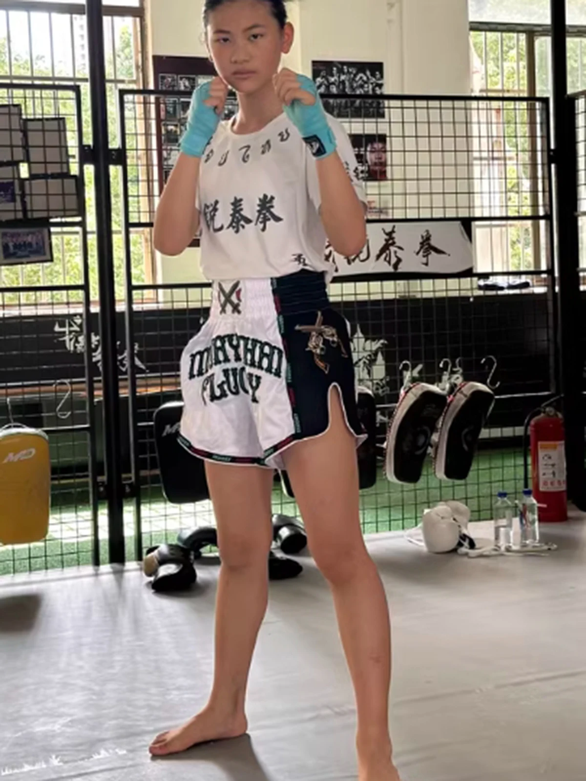 Fluory Muay Thai Boxing Shorts Colorful Line Rose Embroidery Women's Fitness Gym Sportswear Active Wear Casual Pants