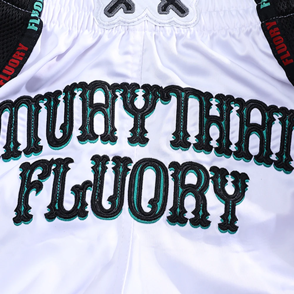 Fluory Muay Thai Boxing Shorts Colorful Line Rose Embroidery Women's Fitness Gym Sportswear Active Wear Casual Pants