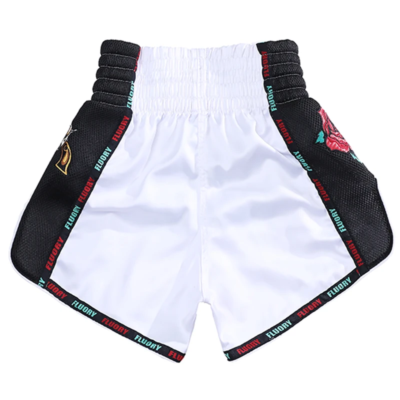 Fluory Muay Thai Boxing Shorts Colorful Line Rose Embroidery Women's Fitness Gym Sportswear Active Wear Casual Pants