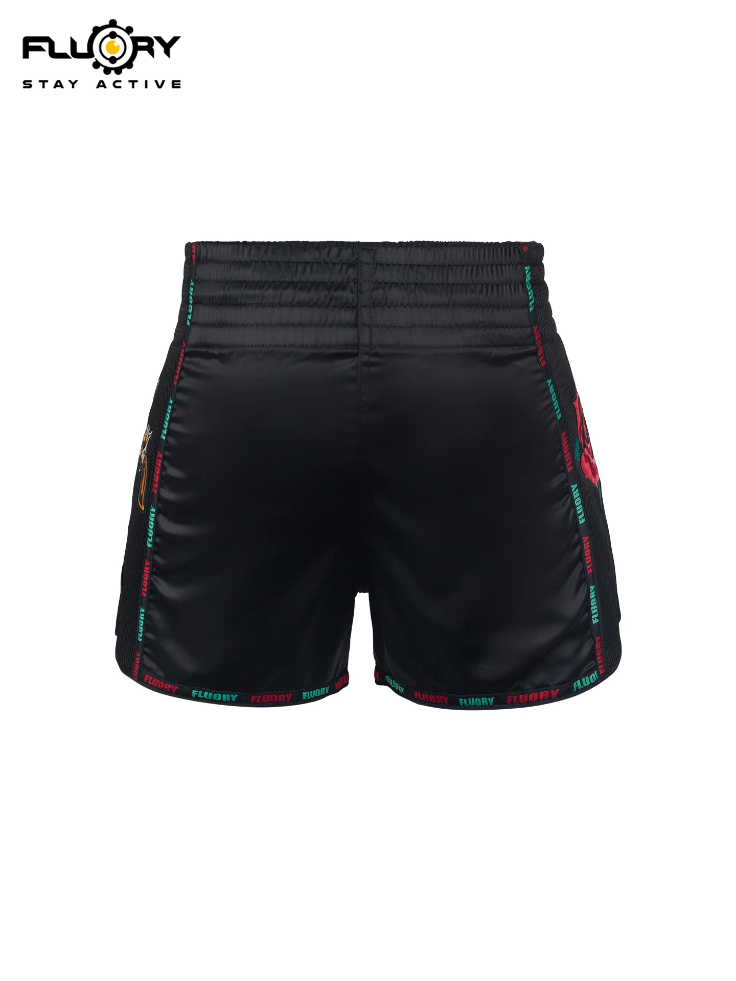 Fluory Muay Thai Boxing Shorts Colorful Line Rose Embroidery Women's Fitness Gym Sportswear Active Wear Casual Pants