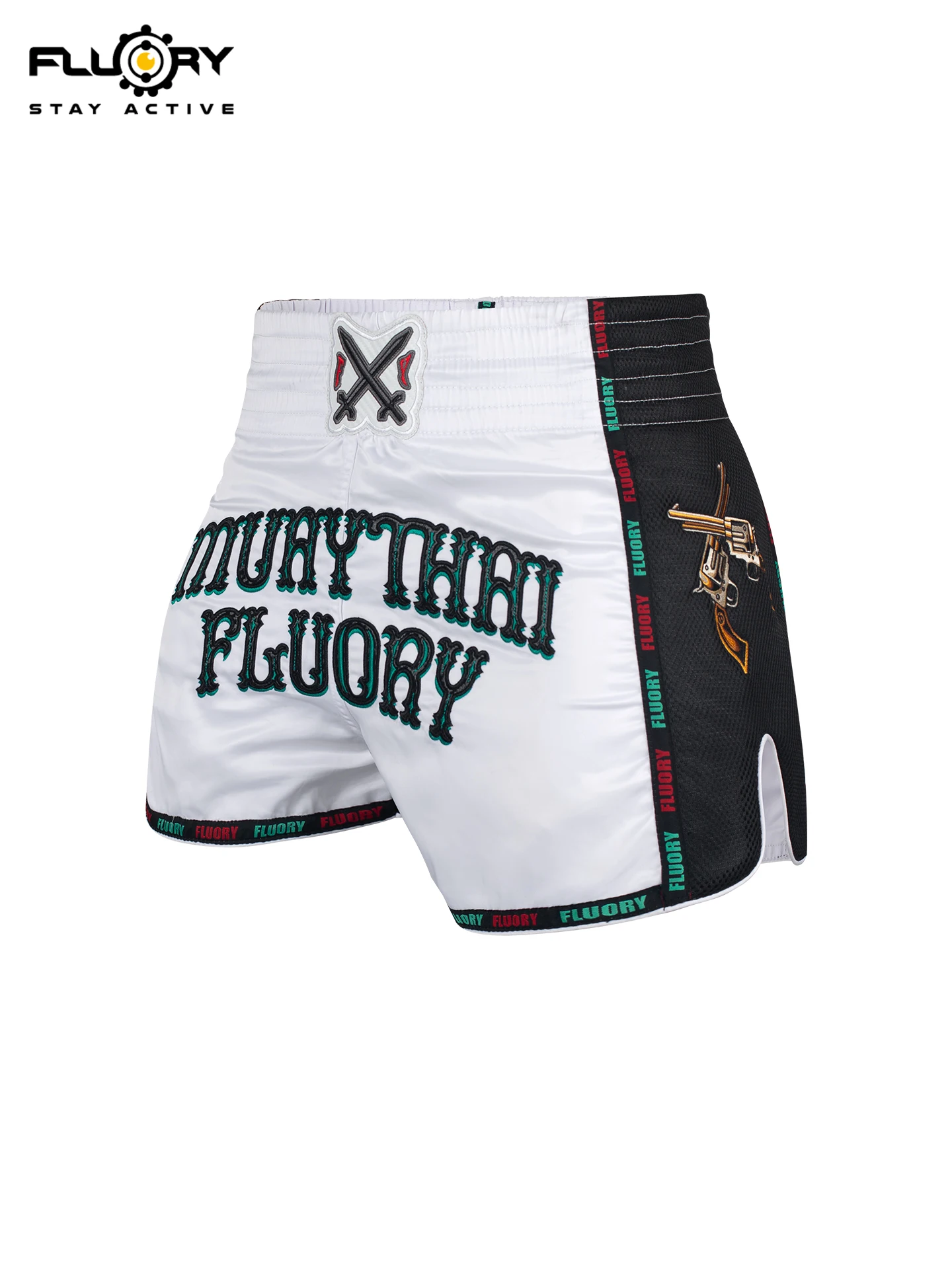 Fluory Muay Thai Boxing Shorts Colorful Line Rose Embroidery Women's Fitness Gym Sportswear Active Wear Casual Pants