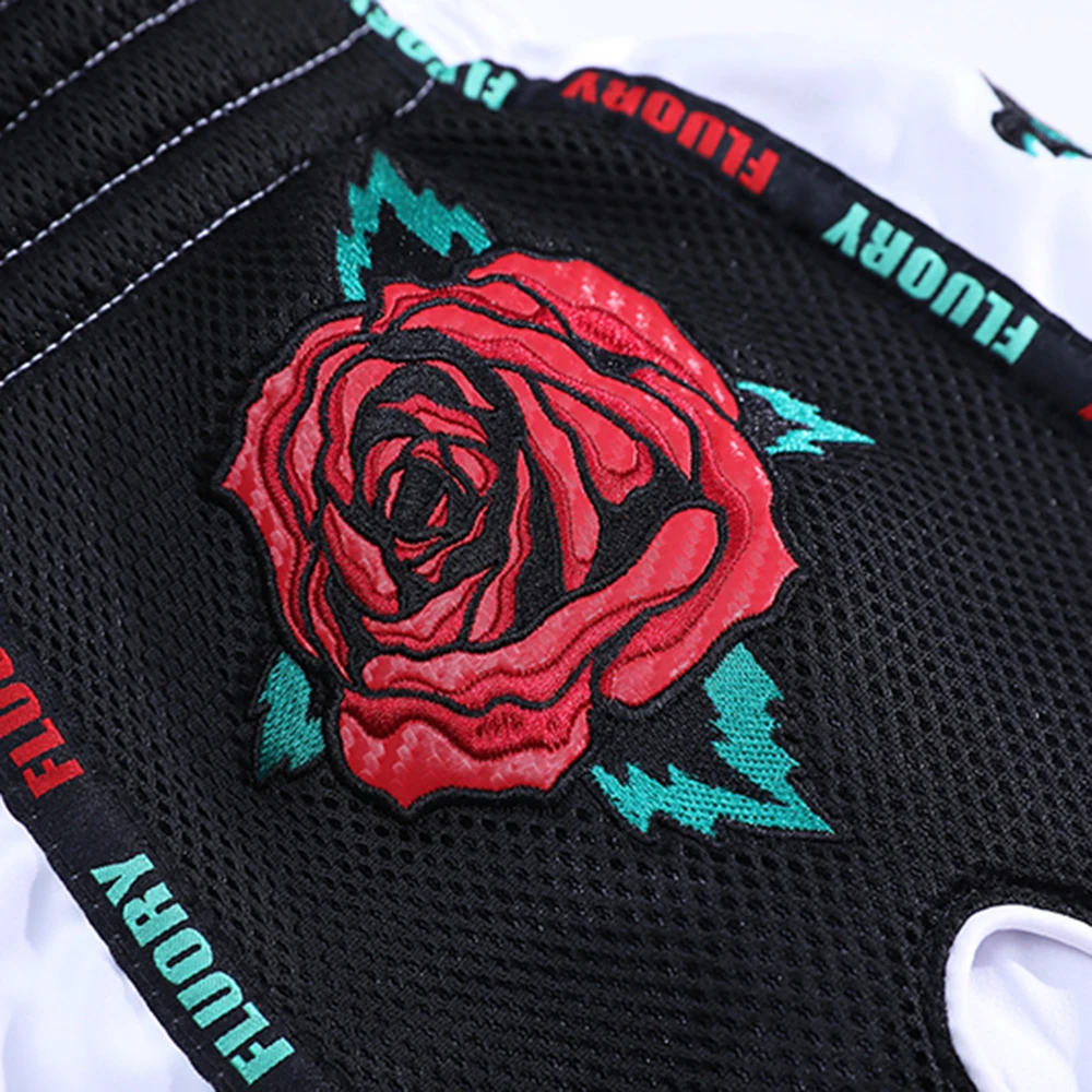 Fluory Muay Thai Boxing Shorts Colorful Line Rose Embroidery Women's Fitness Gym Sportswear Active Wear Casual Pants