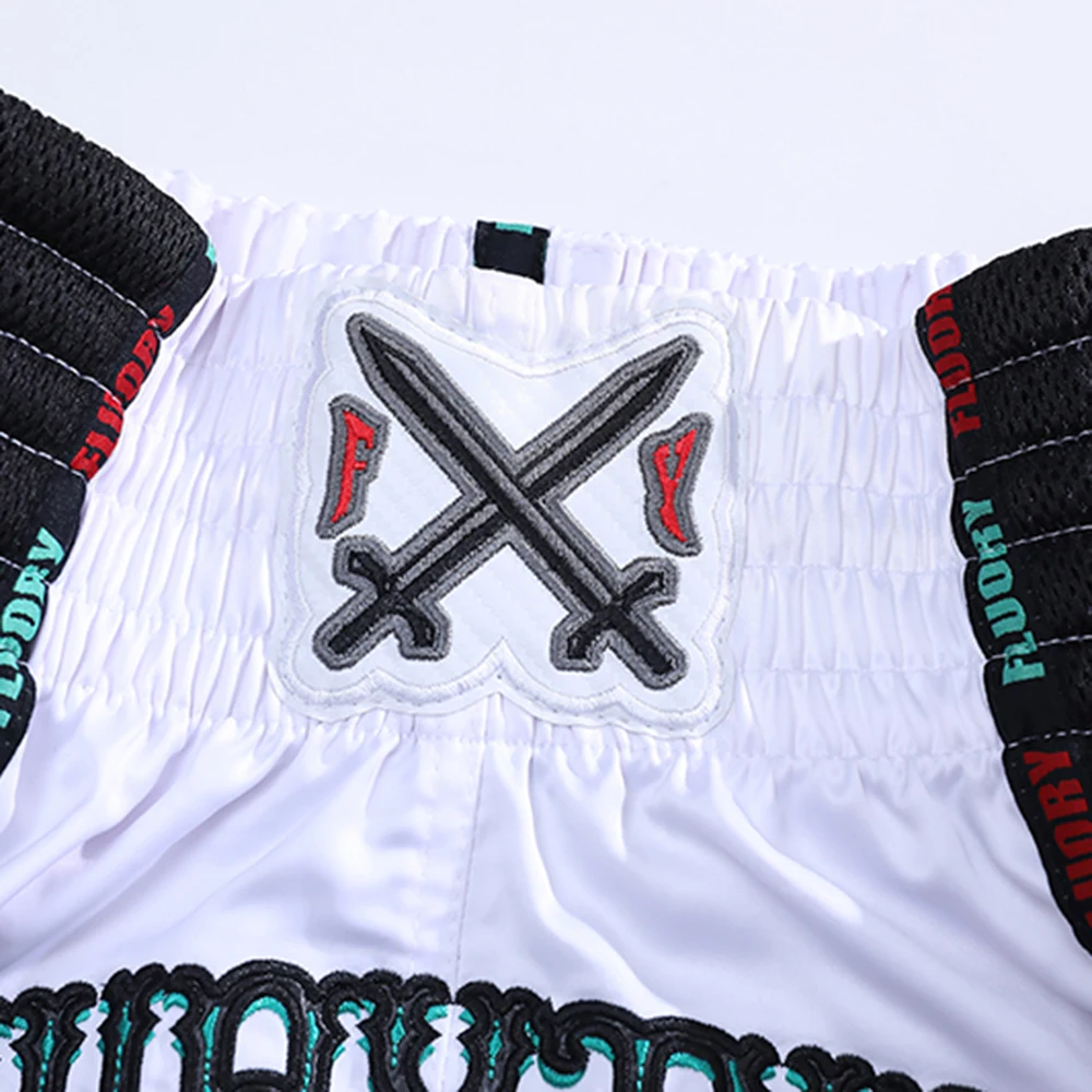 Fluory Muay Thai Boxing Shorts Colorful Line Rose Embroidery Women's Fitness Gym Sportswear Active Wear Casual Pants