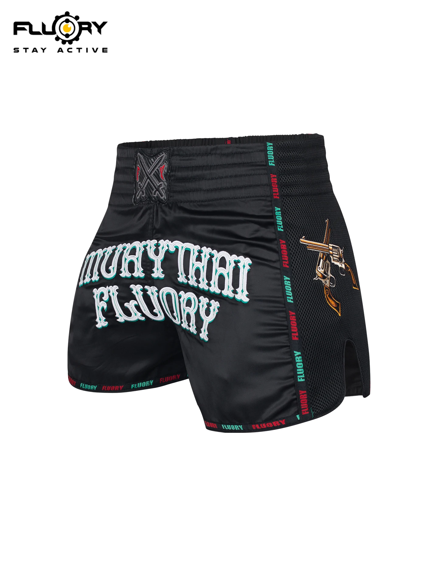 Fluory Muay Thai Boxing Shorts Colorful Line Rose Embroidery Women's Fitness Gym Sportswear Active Wear Casual Pants