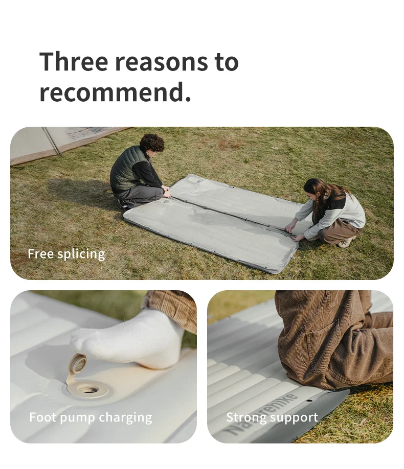 Naturehike Libamboo Inflatable Cushion Camping Ultralight Mat Outdoor Foot Pump Sleeping Pad 2 In 1 Backpacking Air Mattress