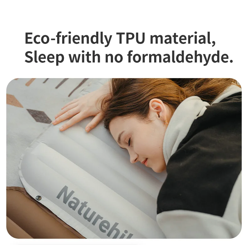 Naturehike Libamboo Inflatable Cushion Camping Ultralight Mat Outdoor Foot Pump Sleeping Pad 2 In 1 Backpacking Air Mattress