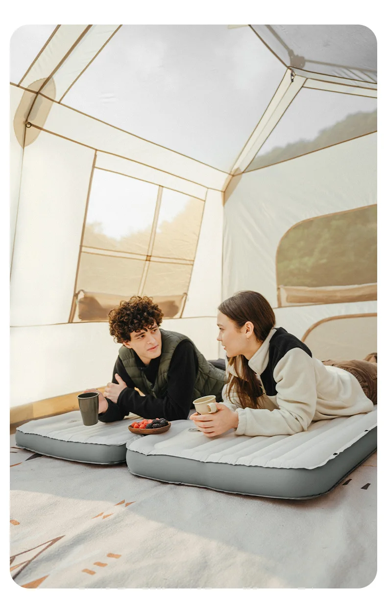 Naturehike Libamboo Inflatable Cushion Camping Ultralight Mat Outdoor Foot Pump Sleeping Pad 2 In 1 Backpacking Air Mattress