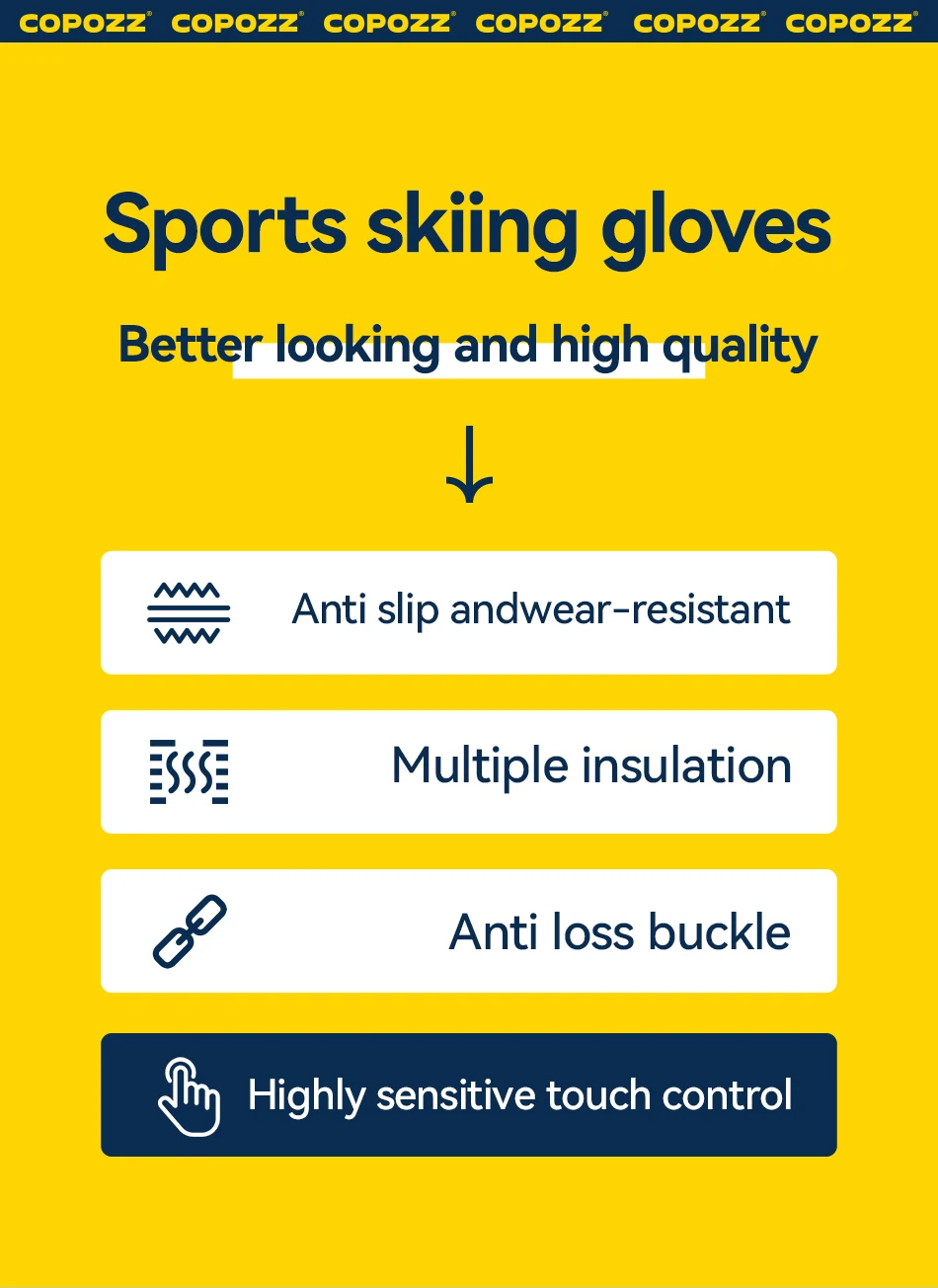 COPOZZ 3M Thinsulate Thick Adult Teenage Professional Snowboard Ski Gloves Windproof Winter Warm Thermal Snow Mittens Snowmobile