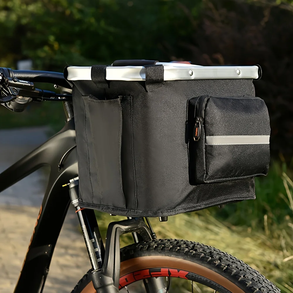 1pc Bike Basket Folding Small Pet Cat Dog Carrier Front Removable Bicycle Handlebar Basket Quick Release Easy Install