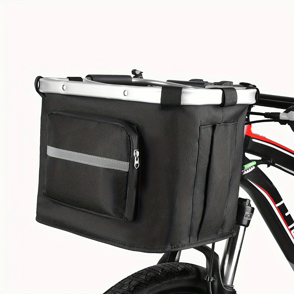 1pc Bike Basket Folding Small Pet Cat Dog Carrier Front Removable Bicycle Handlebar Basket Quick Release Easy Install