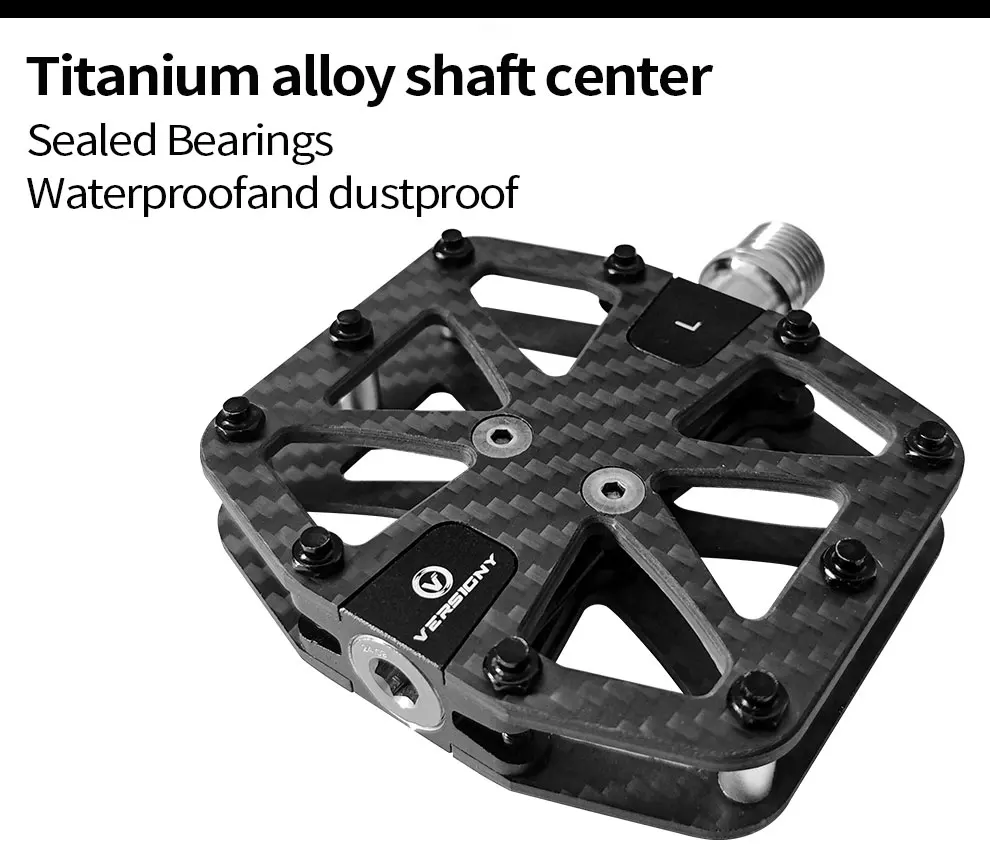 BXT Ultralight Carbon Fiber Bicycle Pedals Titanium Axle 3 Bearings Pedals MTB Road Bike Lightweight Flat Pedals