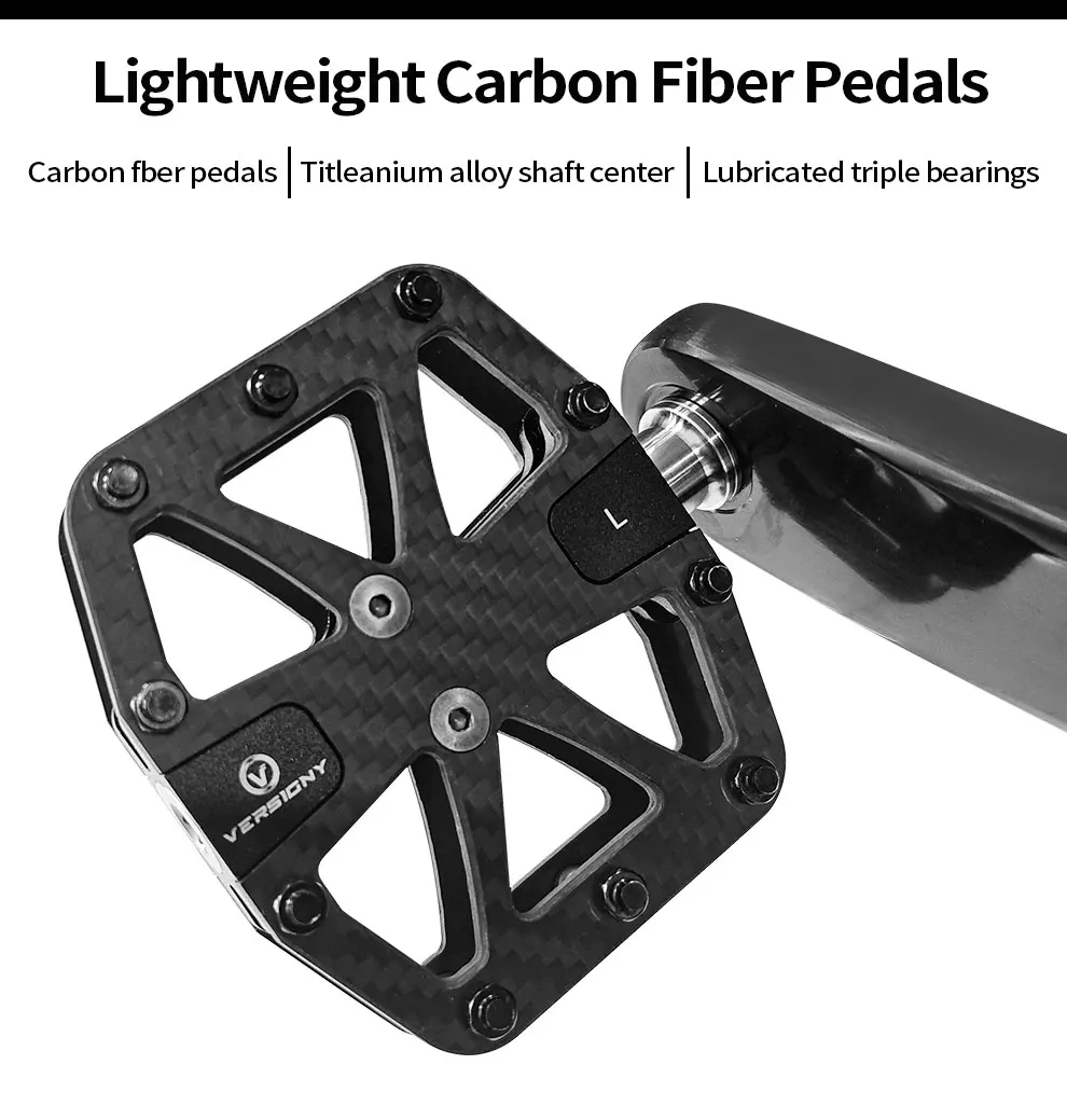 BXT Ultralight Carbon Fiber Bicycle Pedals Titanium Axle 3 Bearings Pedals MTB Road Bike Lightweight Flat Pedals