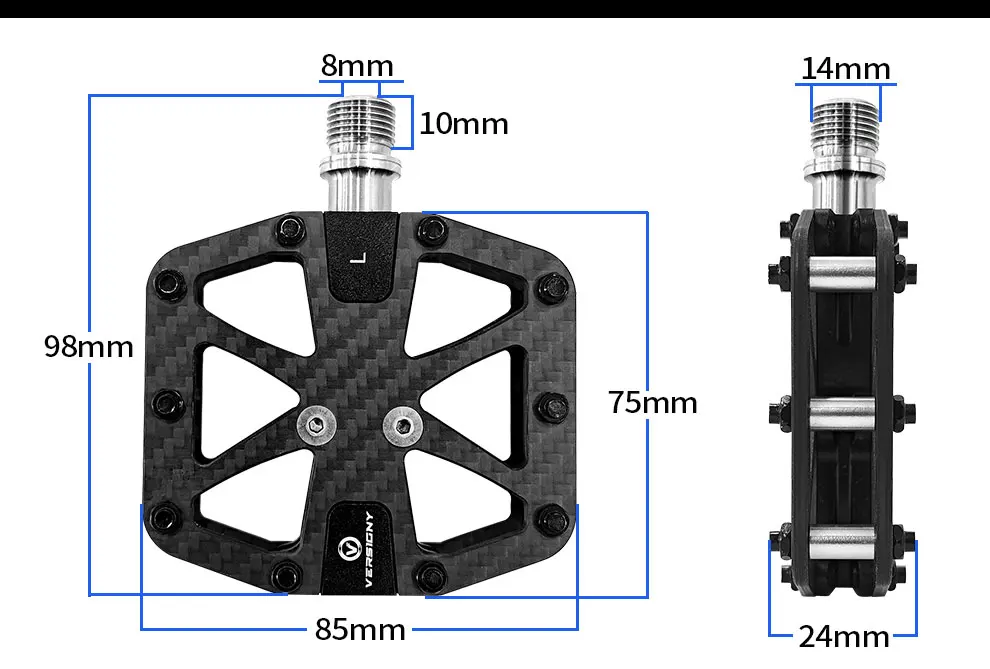 BXT Ultralight Carbon Fiber Bicycle Pedals Titanium Axle 3 Bearings Pedals MTB Road Bike Lightweight Flat Pedals