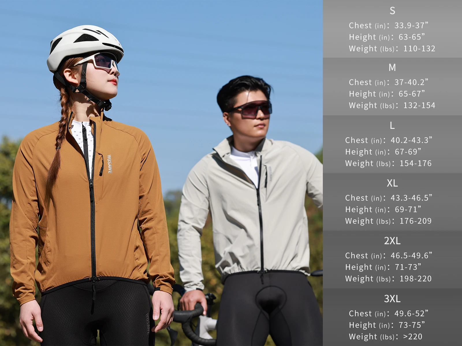 WOSAWE Unisex Cycling Jacket Water-Resistant Lightweight Men's Windbreaker Dual-Headed YKK Zipper Reflective