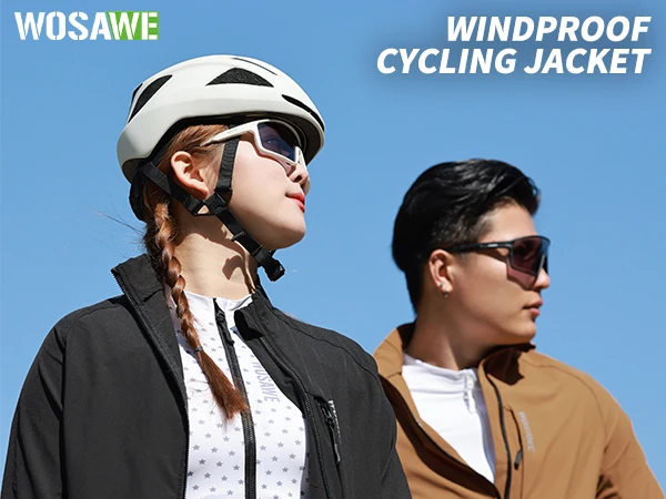 WOSAWE Unisex Cycling Jacket Water-Resistant Lightweight Men's Windbreaker Dual-Headed YKK Zipper Reflective