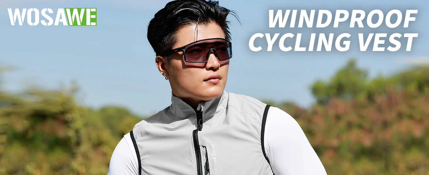WOSAWE Unisex Cycling Jacket Water-Resistant Lightweight Men's Windbreaker Dual-Headed YKK Zipper Reflective