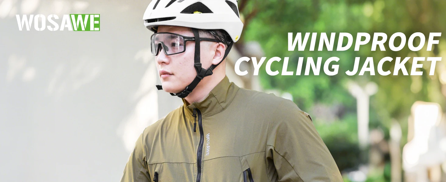 WOSAWE Unisex Cycling Jacket Water-Resistant Lightweight Men's Windbreaker Dual-Headed YKK Zipper Reflective