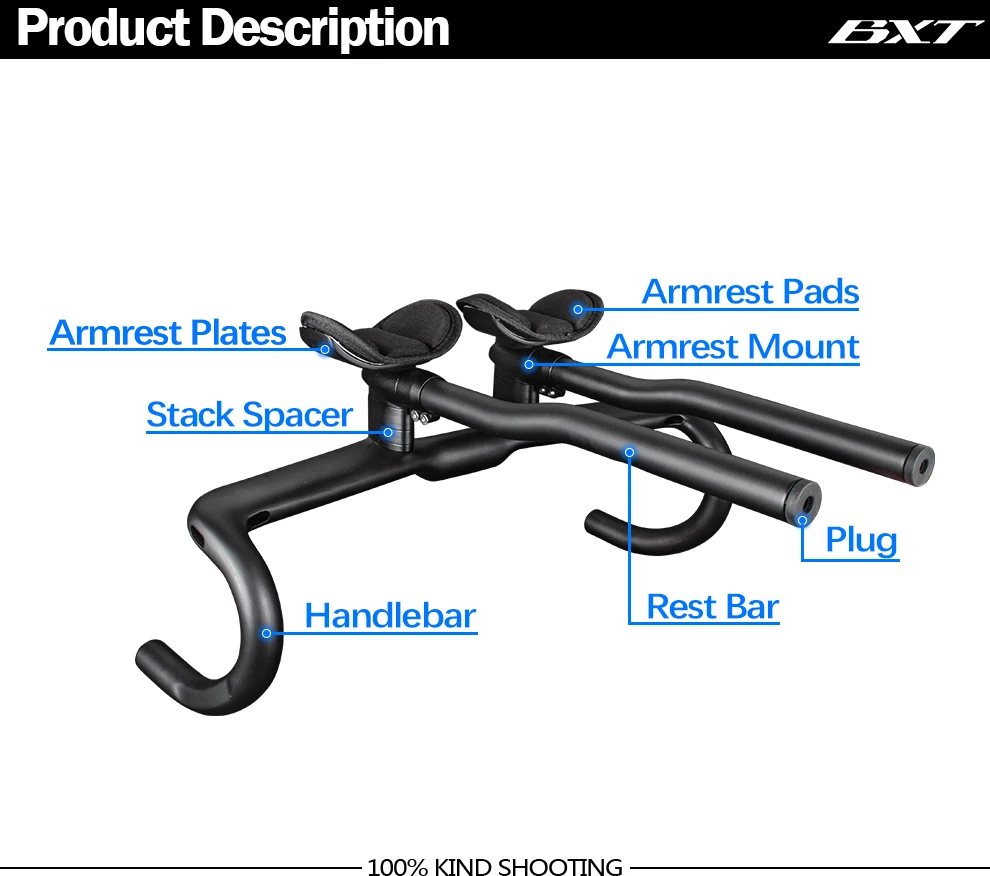 BXT Road Bike Rest Carbon Handlebar Modular Adjust Combine Carbon Road Bike Handlebar Triathlon TT Carbon Road Bicycle Handlebar