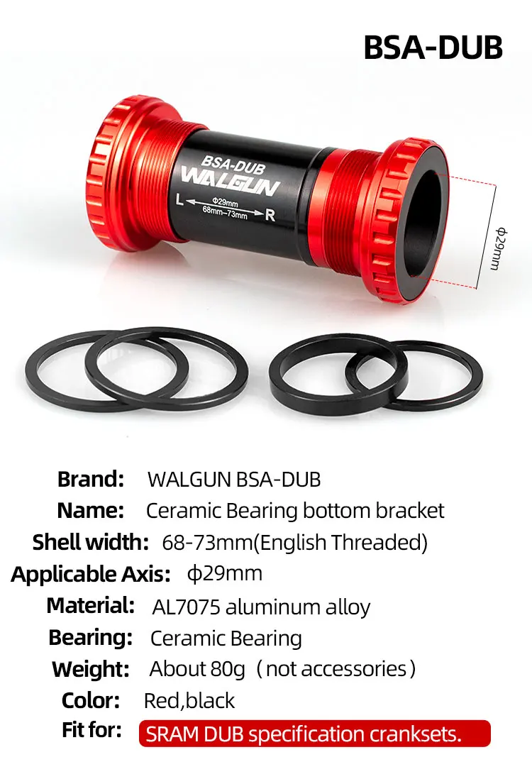 Bicycle Bottom Bracket BSA Thread Kit Fit 68 73mm Frame 22 24 29 30mm Axis Ceramic Bearing Bike BB for Shimano SRAM GXP Crankset