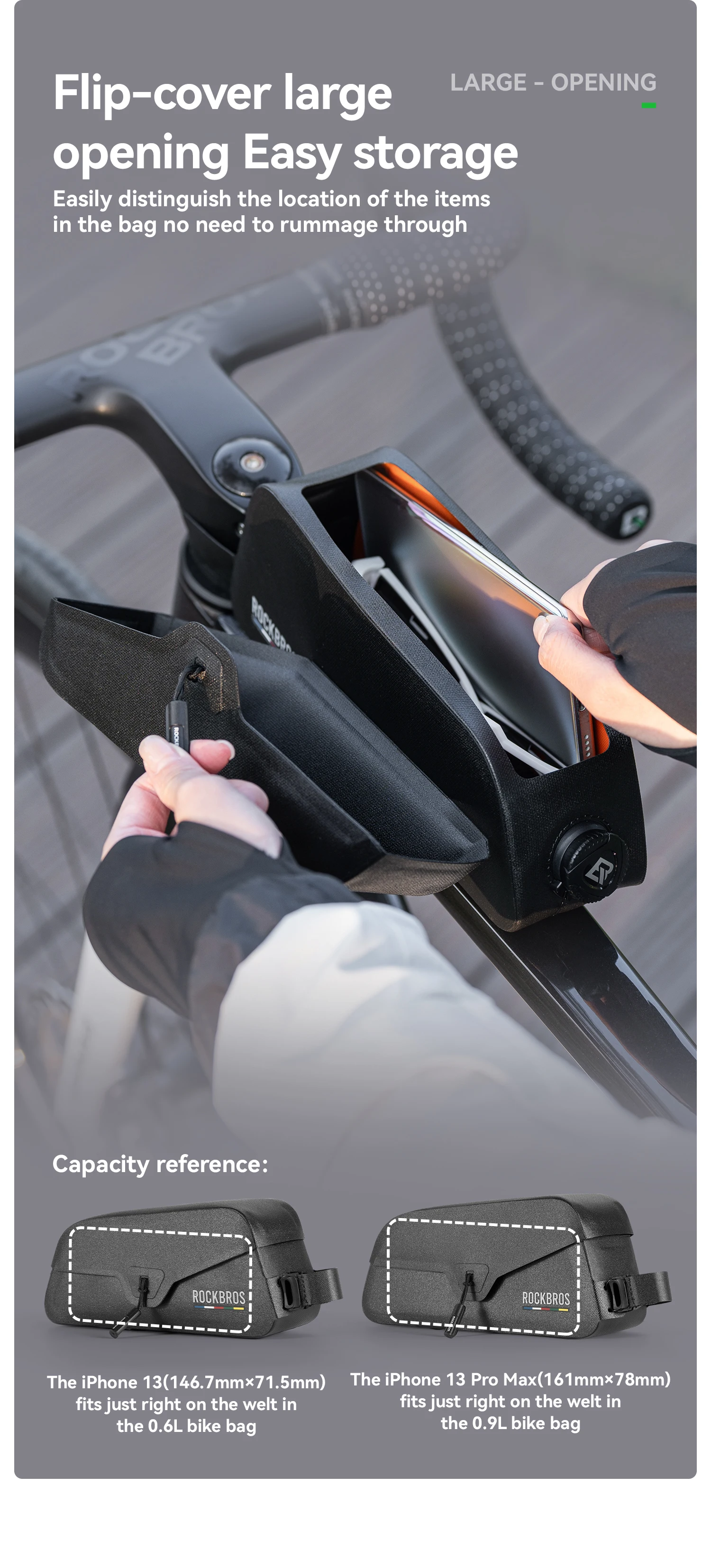 ROCKBROS ROAD TO SKY Waterproof Bike Top Tube Bag Cycling Frame Bag for Bicycle Accessories Storage Lightweight
