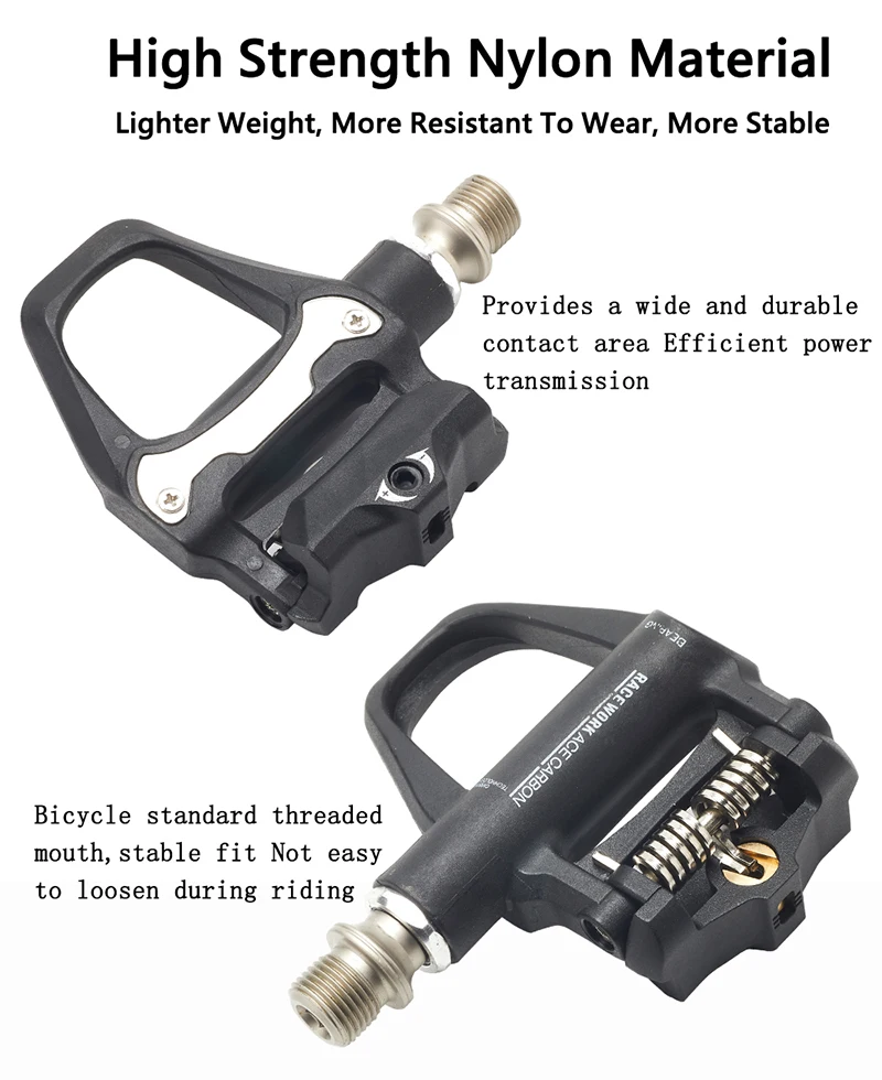 RACEWORK Road Bike Pedal Sealed Bearings Sagging Ultra-light Nylon Self-locking SPD System Road Bicycle Pedals