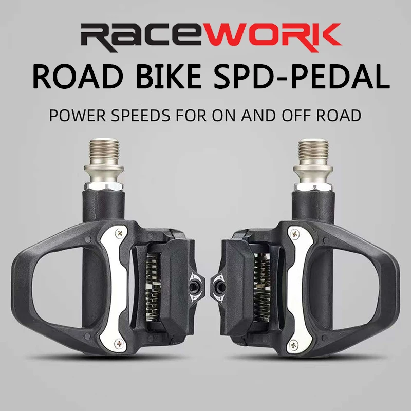 RACEWORK Road Bike Pedal Sealed Bearings Sagging Ultra-light Nylon Self-locking SPD System Road Bicycle Pedals