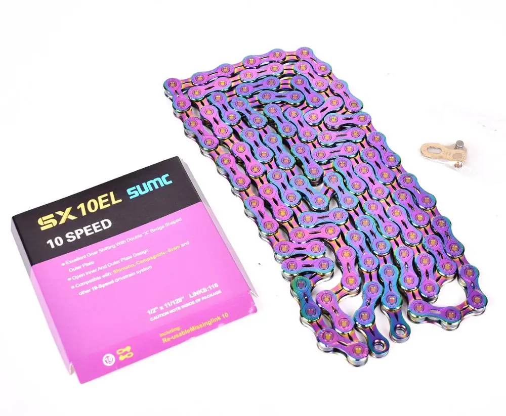 SUMC 9 10 11 12 speed Bicycle Rainbow Chain Colorful MTB Mountain Road Bike Shifting Chain With Missinglink For Shimano Sram