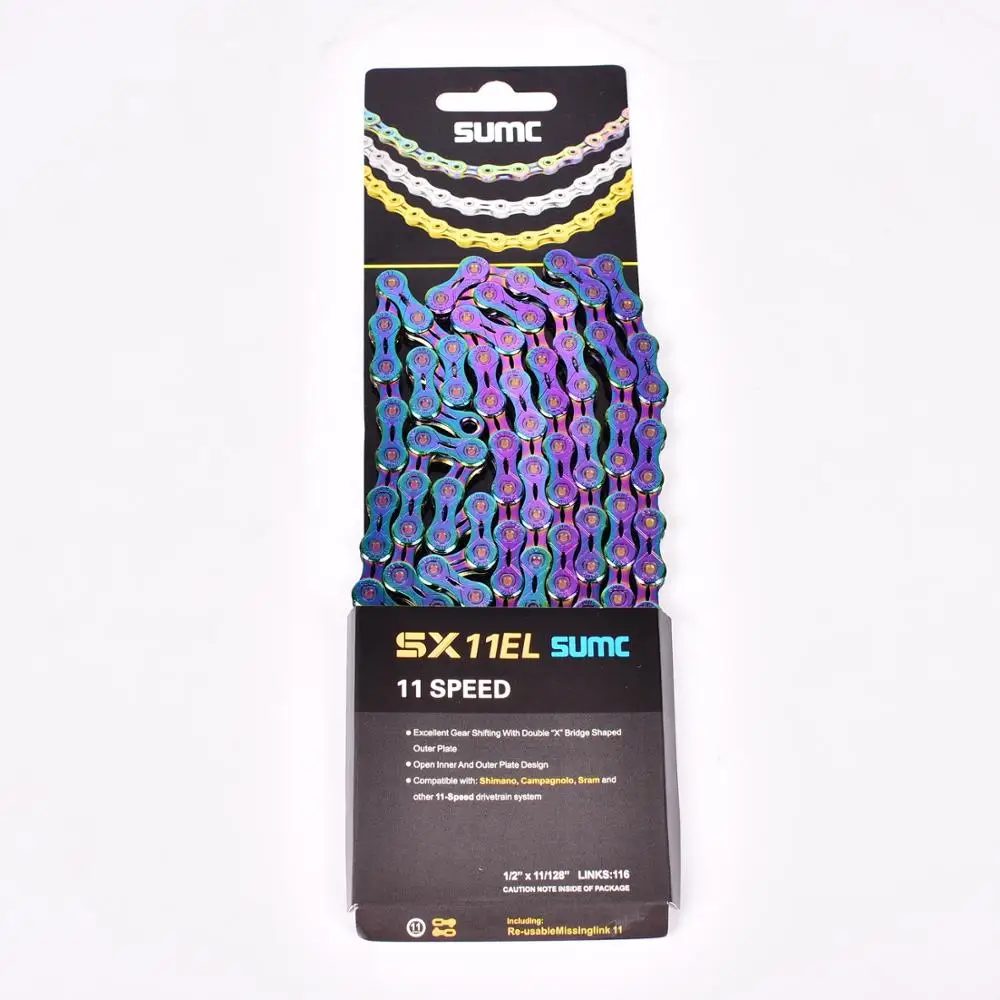SUMC 9 10 11 12 speed Bicycle Rainbow Chain Colorful MTB Mountain Road Bike Shifting Chain With Missinglink For Shimano Sram