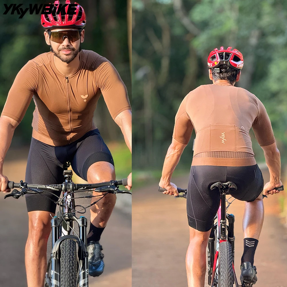 YKYW 2025 Summer Purple Cycling Jersey Men Short Sleeve Tights Tops  Bicycle Shirt Breathable Pro Team Road Bike Race Clothing