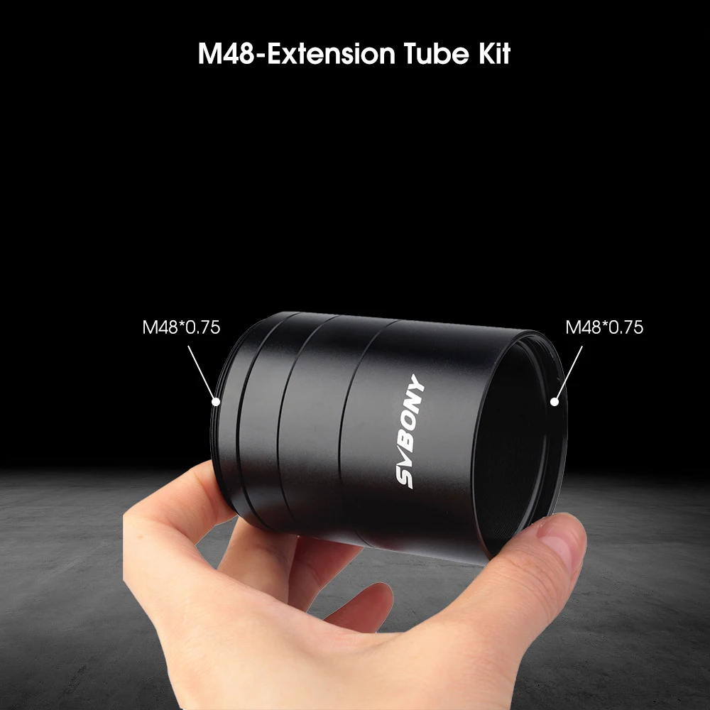 SVBONY 2" M48 Extension Tube Kit 5/10/15/30mm M48x0.75 on Both Sides for Astronomy Professional Telescope Astrophotography SV119