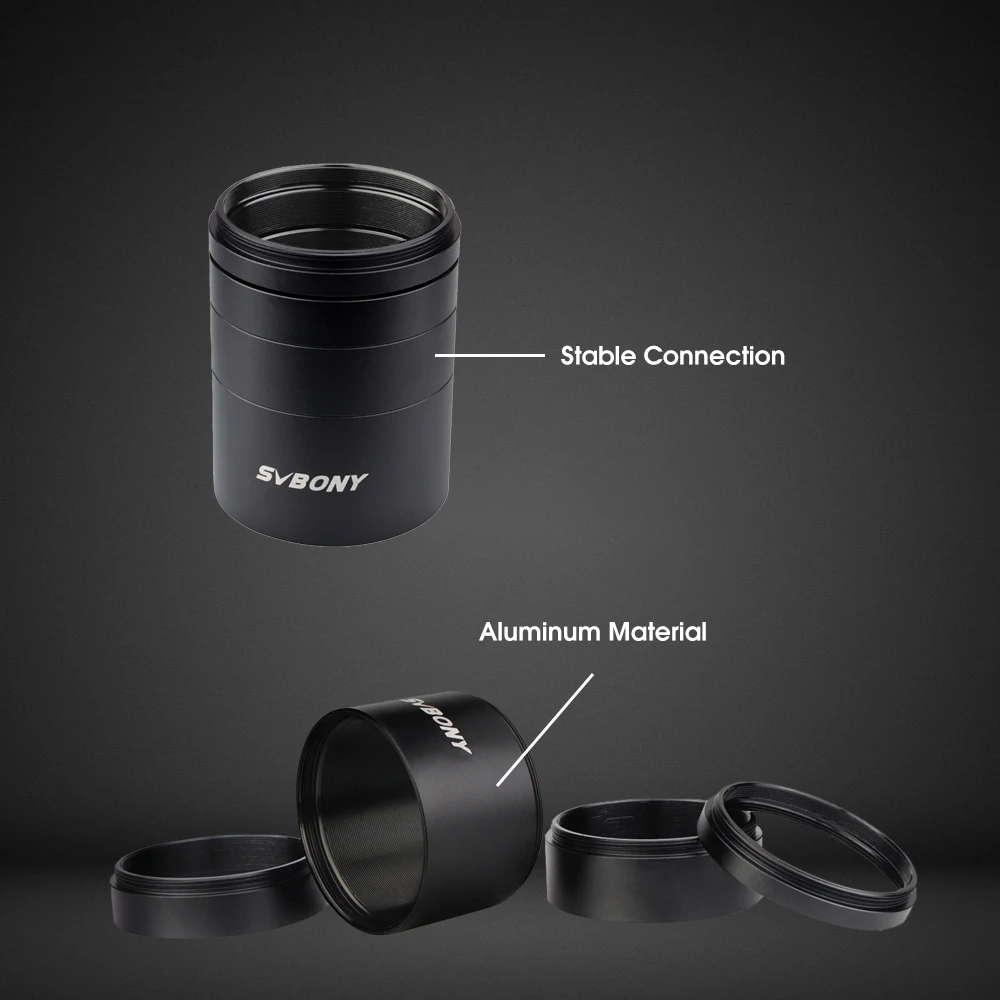 SVBONY 2" M48 Extension Tube Kit 5/10/15/30mm M48x0.75 on Both Sides for Astronomy Professional Telescope Astrophotography SV119