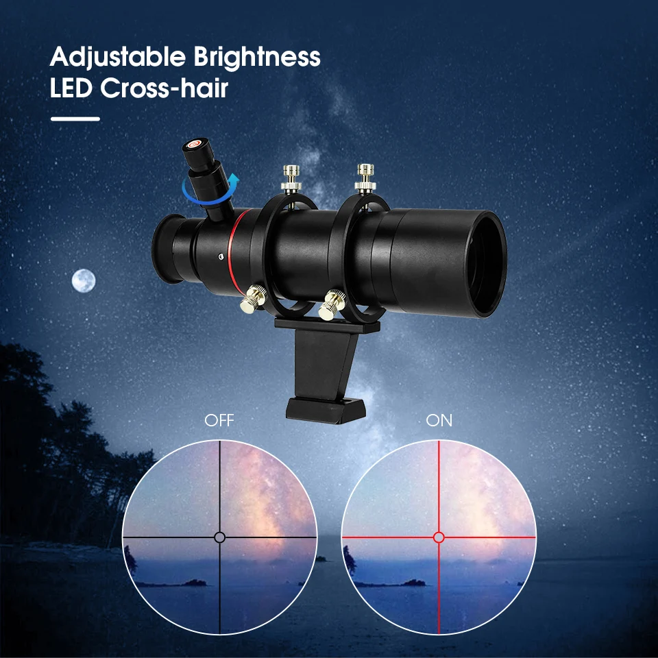 SVBONY SV208 Astronomical Telescope Finder Scope W/ Illuminated 8x50 Straight-Through Correct Image