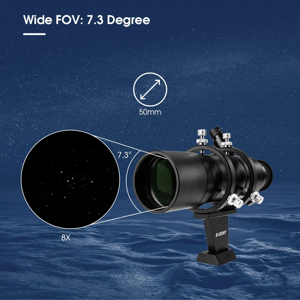 SVBONY SV208 Astronomical Telescope Finder Scope W/ Illuminated 8x50 Straight-Through Correct Image