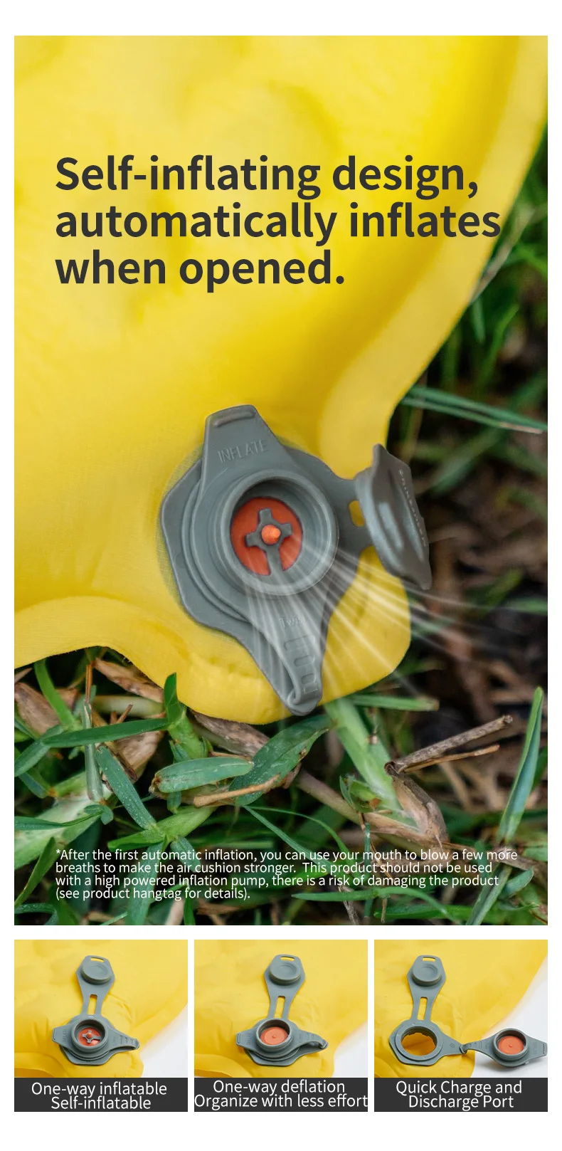 Naturehike Feather Bone 3.6R Ultralight Self-Inflating Mat Outdoor Moistureproof Pad Portable Foldable Camp Inflatable Cushion