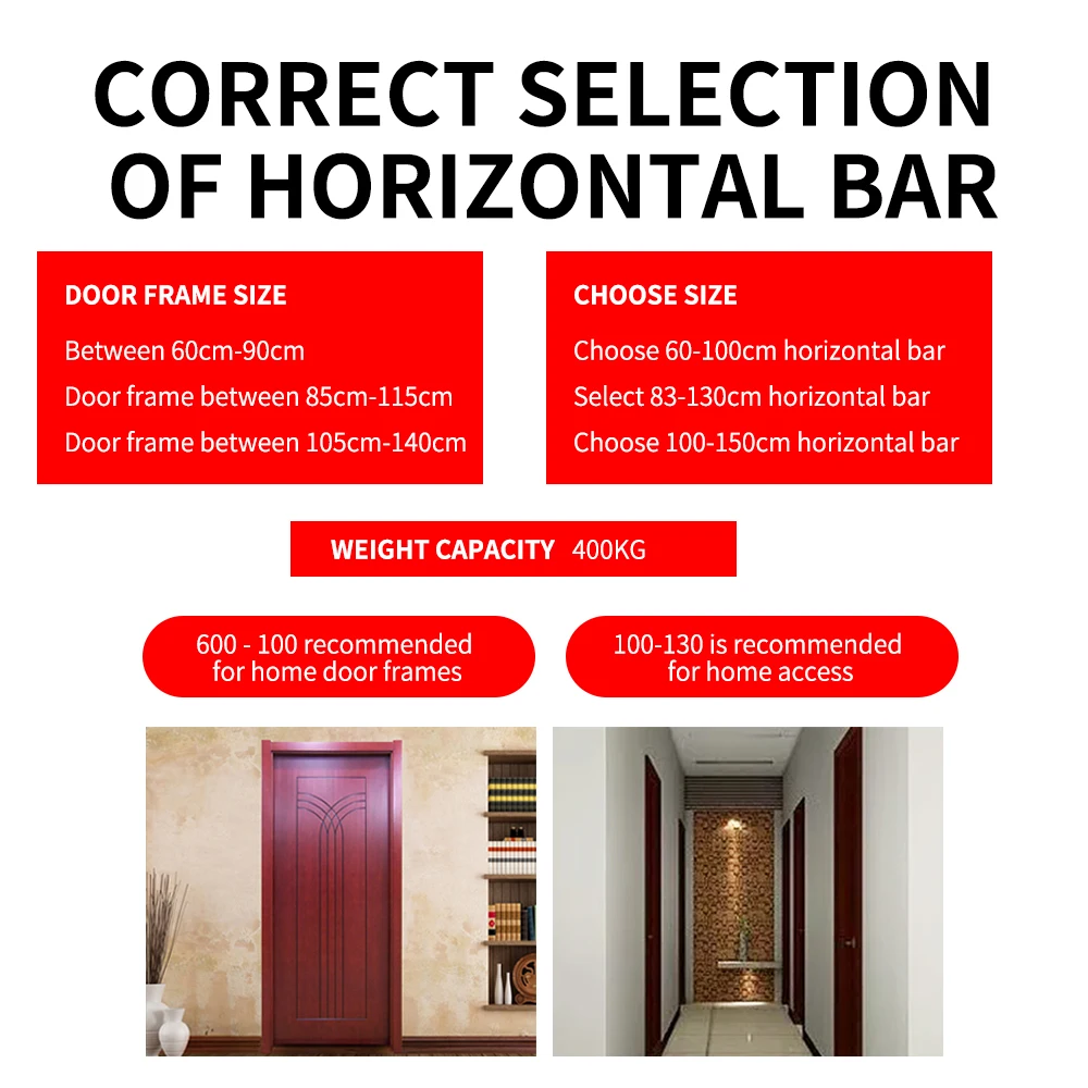 Door Frame Pull Up Bar Indoor Fitness Chin Up Horizontal Bar Home Gym Wall Push Up Training Bar Hang Workout Equipment 65cm-90cm