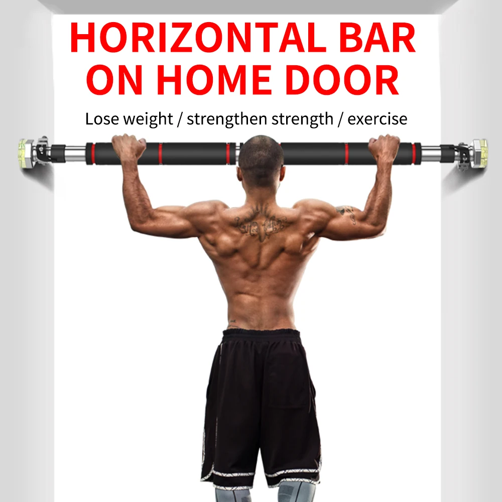 Door Frame Pull Up Bar Indoor Fitness Chin Up Horizontal Bar Home Gym Wall Push Up Training Bar Hang Workout Equipment 65cm-90cm