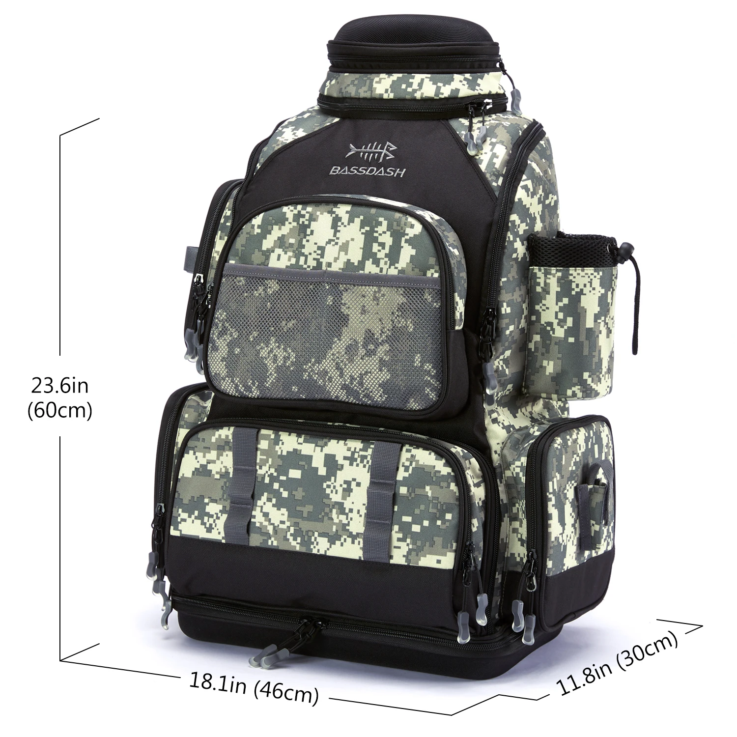 Bassdash Army Green Tactical Backpack Fishing Tackle Shoulder Bag With Protective Rain Cover SD2