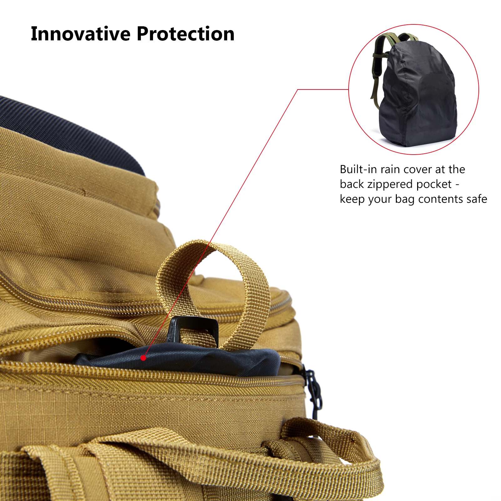 Bassdash Army Green Tactical Backpack Fishing Tackle Shoulder Bag With Protective Rain Cover SD2